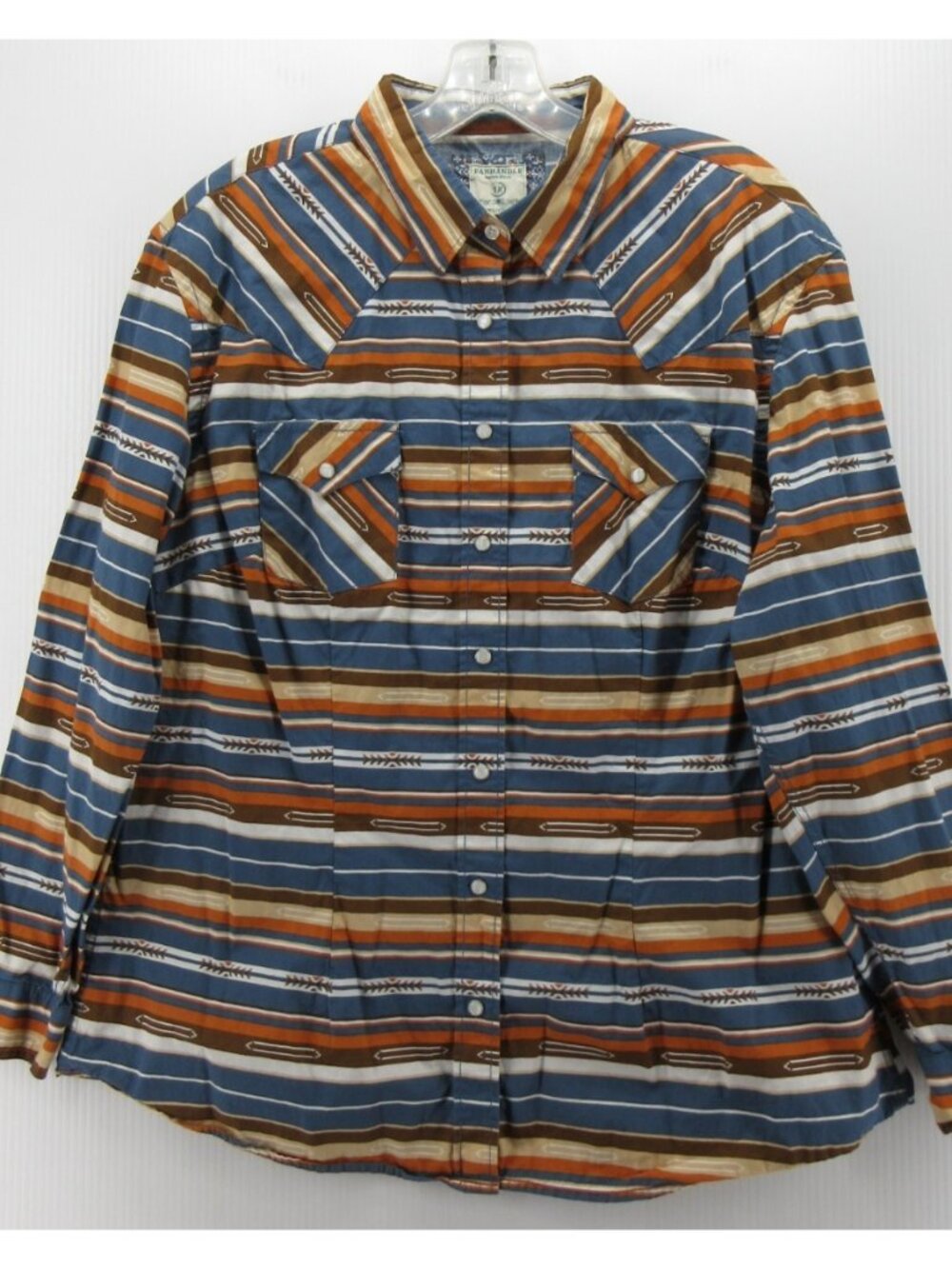 Panhandle Top 1X Plus Rough Stock Western Pearl Snap Southwest Aztec